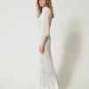 Robes De Cérémonie | Robes Élégantes*TWINSET Milano Robe Longue «Lara» En Maille Point Dentelle Blanc Neige