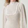 Robes De Cérémonie | Robes Élégantes*TWINSET Milano Robe Longue «Lara» En Maille Point Dentelle Blanc Neige