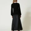 robe_longue_nuisette_avec_3.webp Robes De Cérémonie | Robes Élégantes*TWINSET Milano Robe Longue Nuisette Avec Pull Noir