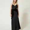 robe_longue_nuisette_avec_5.webp Robes De Cérémonie | Robes Élégantes*TWINSET Milano Robe Longue Nuisette Avec Pull Noir