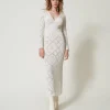 Robes De Cérémonie | Robes Élégantes*TWINSET Milano Robe Longue Sans Coutures En Fil Treeblend Blanc Neige