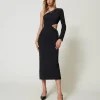 robe_midi_asymtrique_0.webp Robes Élégantes | Robes Midi*TWINSET Milano Robe Midi Asymétrique Noir