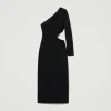 robe_midi_asymtrique_1.webp Robes Élégantes | Robes Midi*TWINSET Milano Robe Midi Asymétrique Noir