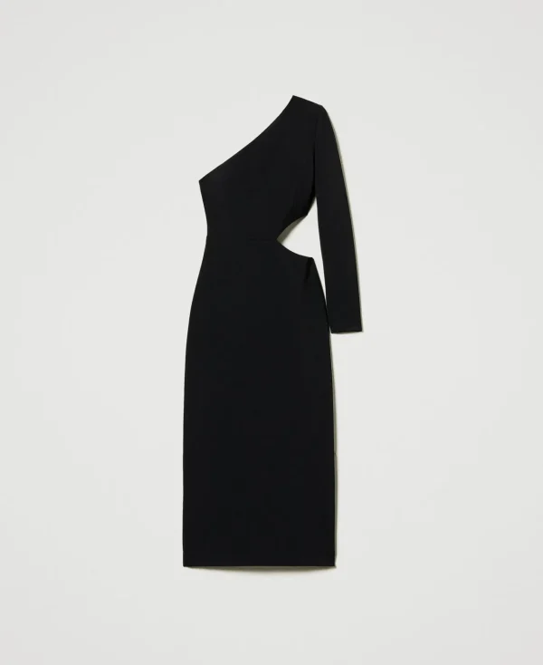 robe_midi_asymtrique_1.webp Robes Élégantes | Robes Midi*TWINSET Milano Robe Midi Asymétrique Noir