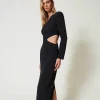 robe_midi_asymtrique_2.webp Robes Élégantes | Robes Midi*TWINSET Milano Robe Midi Asymétrique Noir