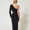 robe_midi_asymtrique_3.webp Robes Élégantes | Robes Midi*TWINSET Milano Robe Midi Asymétrique Noir