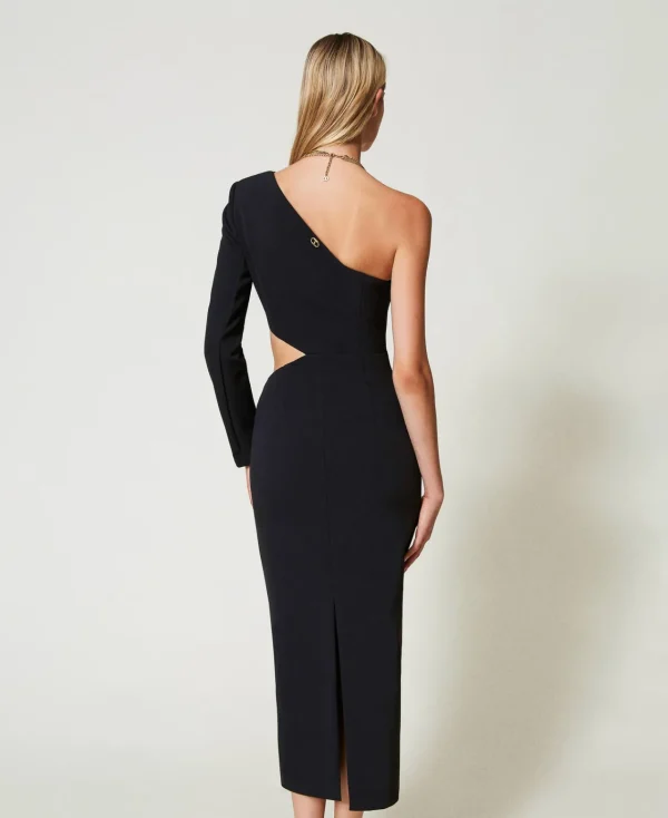 robe_midi_asymtrique_3.webp Robes Élégantes | Robes Midi*TWINSET Milano Robe Midi Asymétrique Noir