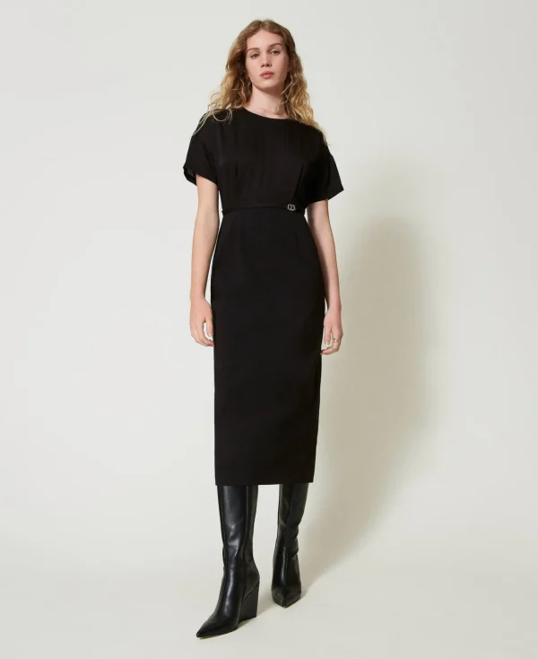robe_midi_avec_bride_oval_0.webp Robes De Cérémonie | Robes Élégantes*TWINSET Milano Robe Midi Avec Bride Oval T Noir
