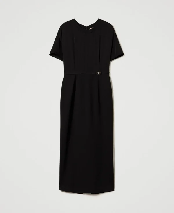 robe_midi_avec_bride_oval_1.webp Robes De Cérémonie | Robes Élégantes*TWINSET Milano Robe Midi Avec Bride Oval T Noir