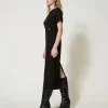 robe_midi_avec_bride_oval_2.webp Robes De Cérémonie | Robes Élégantes*TWINSET Milano Robe Midi Avec Bride Oval T Noir