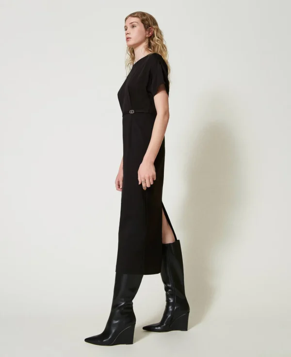 robe_midi_avec_bride_oval_2.webp Robes De Cérémonie | Robes Élégantes*TWINSET Milano Robe Midi Avec Bride Oval T Noir