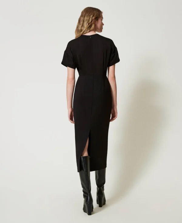 robe_midi_avec_bride_oval_3.webp Robes De Cérémonie | Robes Élégantes*TWINSET Milano Robe Midi Avec Bride Oval T Noir