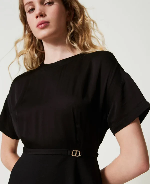 robe_midi_avec_bride_oval_4.webp Robes De Cérémonie | Robes Élégantes*TWINSET Milano Robe Midi Avec Bride Oval T Noir