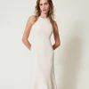 Robes De Cérémonie | Robes Élégantes*TWINSET Milano Robe Midi Avec Encolure Américaine Blanc « Old White »