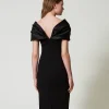 robe_midi_avec_insertion__3.webp Robes De Cérémonie | Robes Élégantes*TWINSET Milano Robe Midi Avec Insertion En Satin Noir