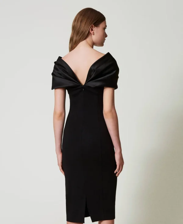 robe_midi_avec_insertion__3.webp Robes De Cérémonie | Robes Élégantes*TWINSET Milano Robe Midi Avec Insertion En Satin Noir