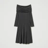 Robes Midi*TWINSET Milano Robe Midi En Jersey Avec Broderie Siglée Gris Anthracite Chiné