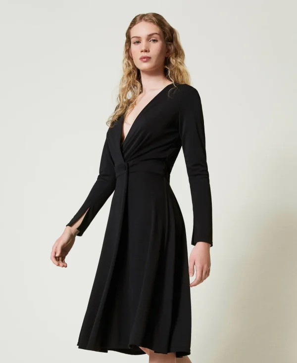 Robes Midi*TWINSET Milano Robe Midi En Jersey Crêpé Noir