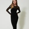 Robes Élégantes | Robes En Maille*TWINSET Milano Robe Midi En Maille Avec Tulle Noir
