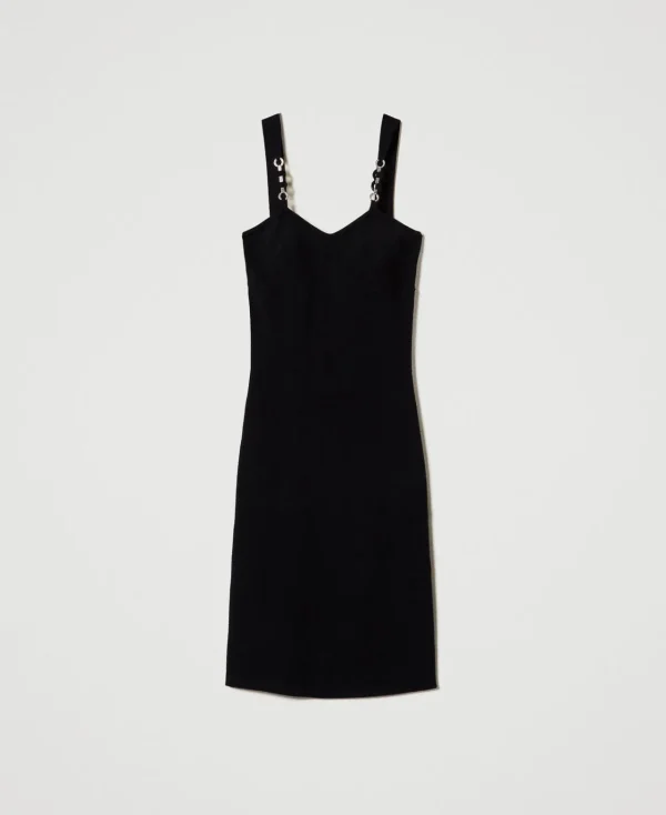 Robes De Cérémonie | Robes Élégantes*TWINSET Milano Robe Midi En Maille Avec Bretelles Bijoux Noir