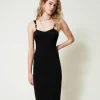 Robes De Cérémonie | Robes Élégantes*TWINSET Milano Robe Midi En Maille Avec Bretelles Bijoux Noir