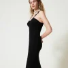 Robes De Cérémonie | Robes Élégantes*TWINSET Milano Robe Midi En Maille Avec Bretelles Bijoux Noir