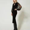 Robes De Cérémonie | Robes Élégantes*TWINSET Milano Robe Midi En Maille Et Dentelle Noir