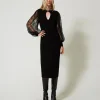Robes De Cérémonie | Robes Élégantes*TWINSET Milano Robe Midi En Maille Et Dentelle Noir