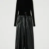 robe_midi_en_maille_et_ti_1.webp Robes En Maille | Robes Midi*TWINSET Milano Robe Midi En Maille Et Tissu Enduit Noir