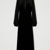 Robes De Cérémonie | Robes Élégantes*TWINSET Milano Robe Midi En Mousseline Et Velours Noir