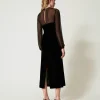 Robes De Cérémonie | Robes Élégantes*TWINSET Milano Robe Midi En Mousseline Et Velours Noir