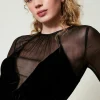 Robes De Cérémonie | Robes Élégantes*TWINSET Milano Robe Midi En Mousseline Et Velours Noir