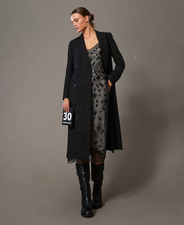 Robes De Cérémonie | Robes Élégantes*TWINSET Milano Robe Midi En Tulle Avec Broderie Réalisée à La Main Noir