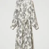 Robes De Cérémonie | Robes Midi*TWINSET Milano Robe Midi Jacquard Avec Imprimé Jaguar Imprimé Jaguars Noir/Blanc Neige