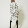 Robes De Cérémonie | Robes Midi*TWINSET Milano Robe Midi Jacquard Avec Imprimé Jaguar Imprimé Jaguars Noir/Blanc Neige