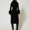 Pulls Et Cardigans | Robes De Cérémonie*TWINSET Milano Robe-cardigan Longue En Laine Mélangée Et Fausse Fourrure Noir