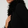 Pulls Et Cardigans | Robes De Cérémonie*TWINSET Milano Robe-cardigan Longue En Laine Mélangée Et Fausse Fourrure Noir