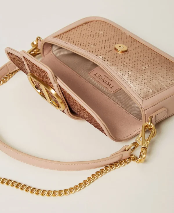 Mini Sacs | Sacs Porté Épaule*TWINSET Milano Sac à Bandoulière «Amie» Avec Sequins Rose « Peach Pink »