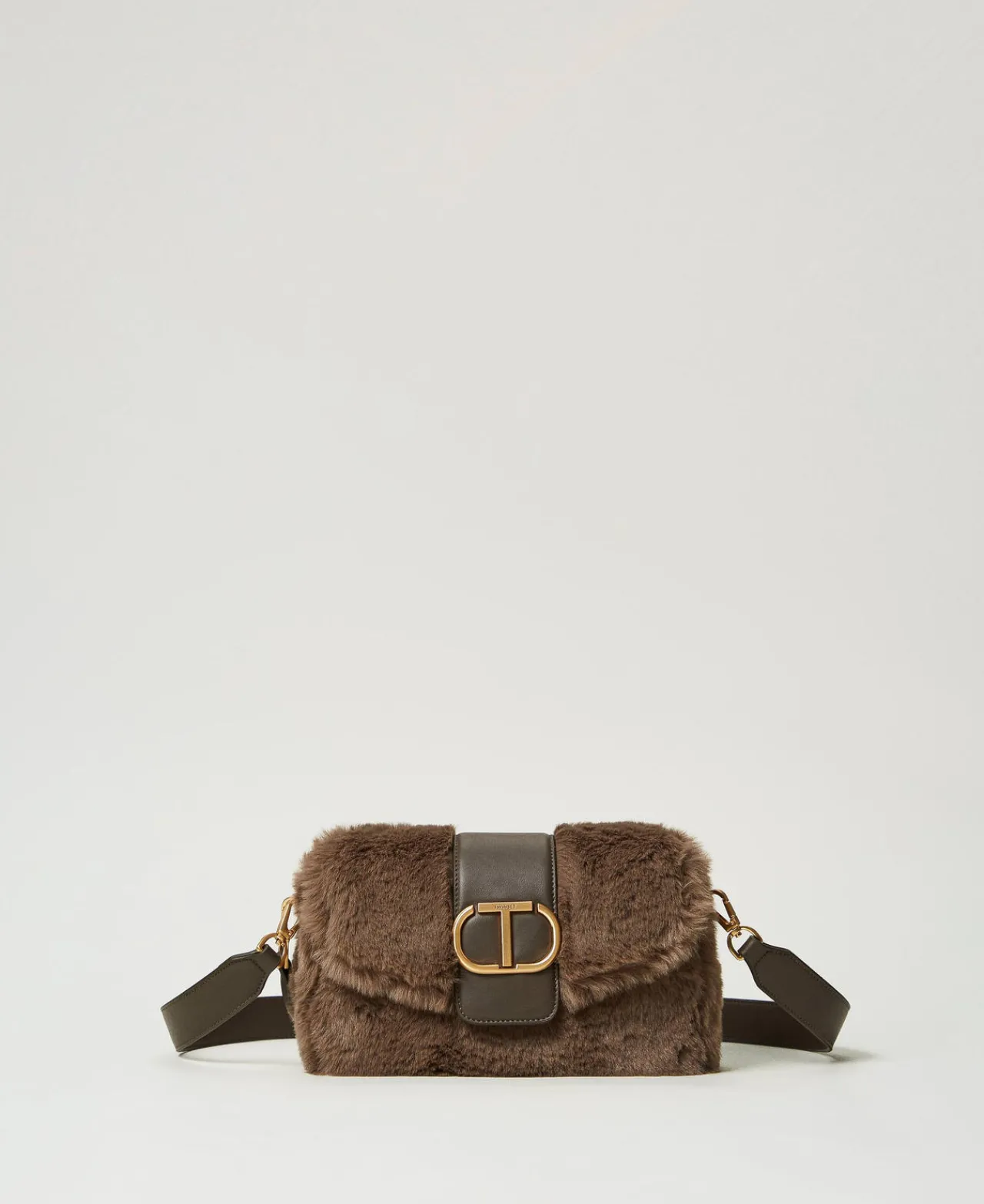 Sacs Porté Épaule | Sacs À Bandoulière*TWINSET Milano Sac à Bandoulière «Amie» Moyen En Fausse Fourrure Taupe Foncé