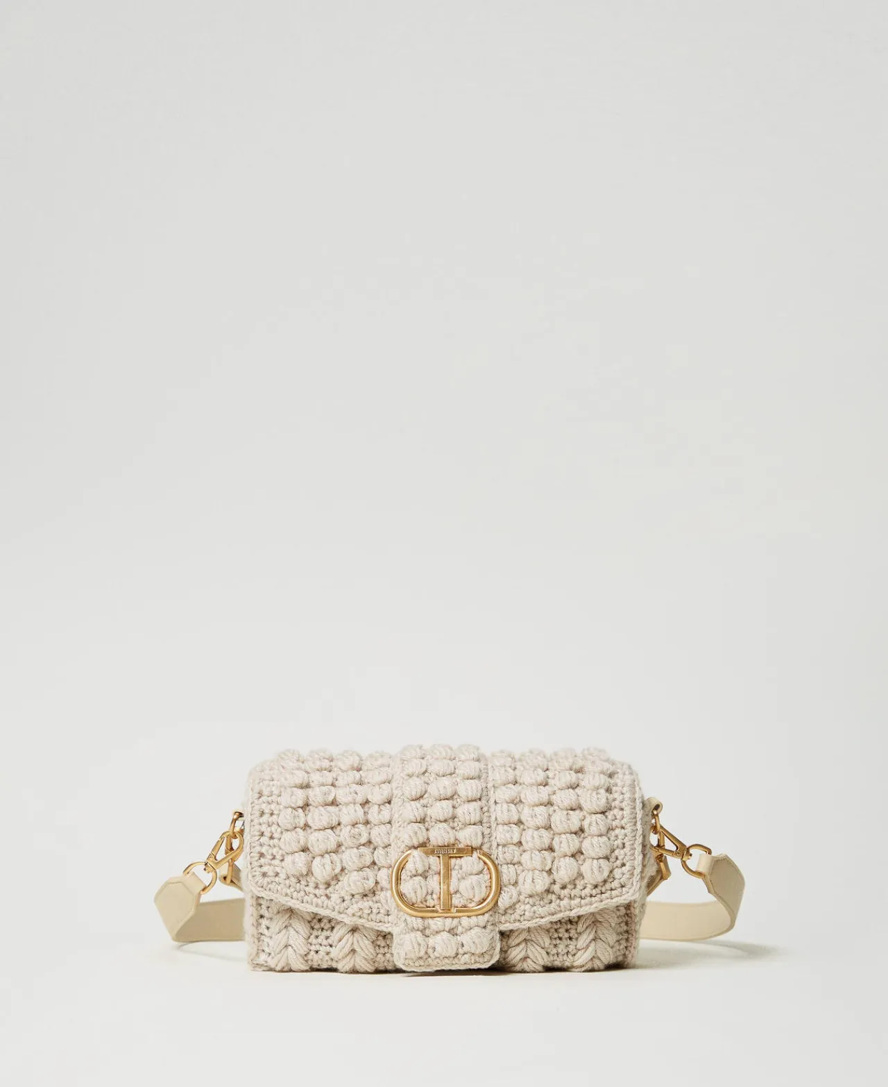 Sacs Porté Épaule | Sacs À Bandoulière*TWINSET Milano Sac à Bandoulière «Amie» Moyen En Tricot Blanc « White Cream »