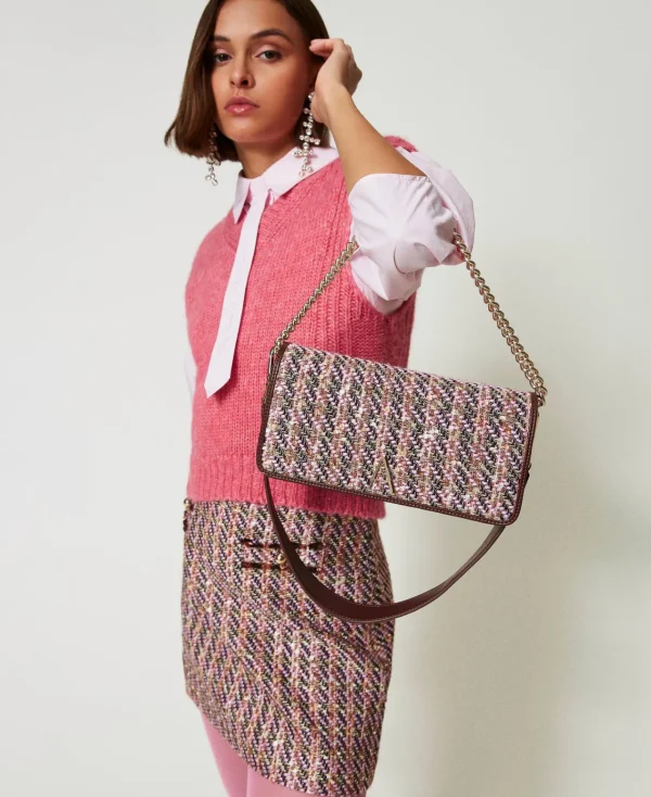 sac__bandoulire_avec_tiss_1.webp Sacs Porté Épaule | Sacs À Bandoulière*TWINSET Milano Sac à Bandoulière Avec Tissu Bouclé Multicolore Pink Tulle Bouclé
