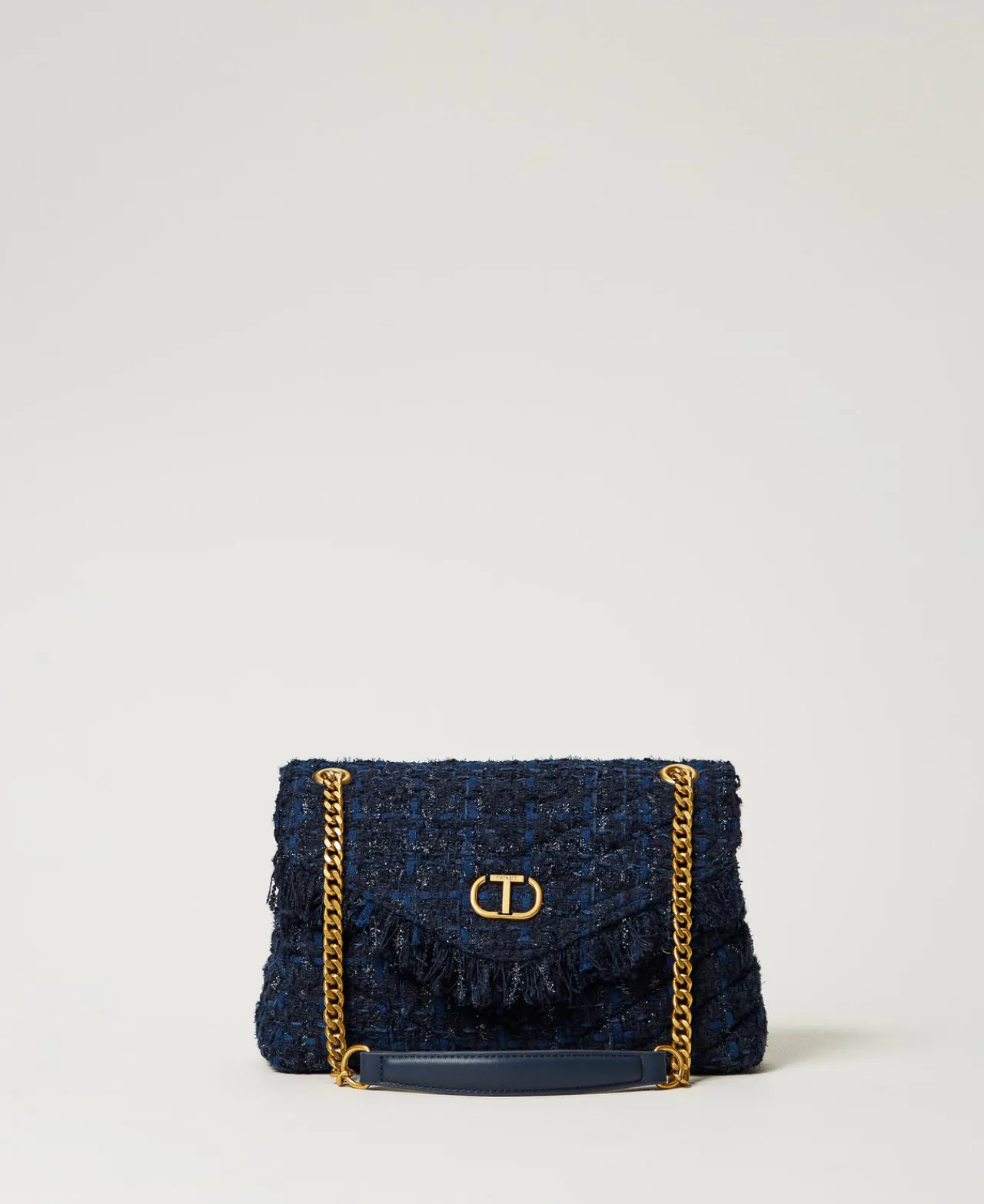 Sacs Porté Épaule | Sacs À Main*TWINSET Milano Sac à Bandoulière «Dreamy» Moyen En Tweed Bouclé Bleu Denim/Noir