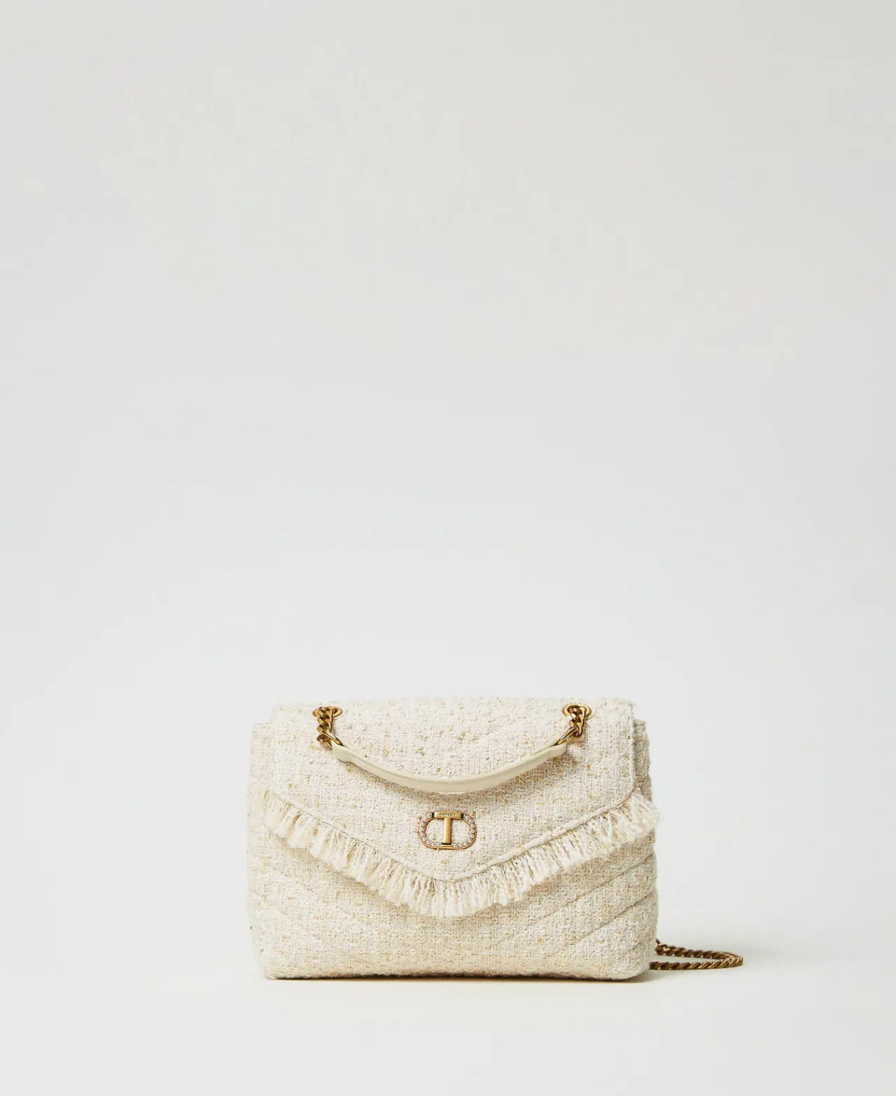 Sacs Porté Épaule | Sacs À Bandoulière*TWINSET Milano Sac à Bandoulière «Dreamy» Moyen En Tweed Blanc « Old White »