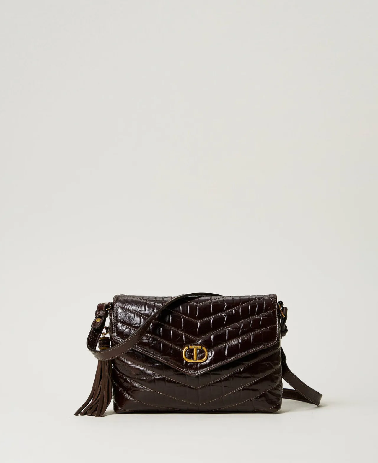 Sacs Porté Épaule | Sacs À Bandoulière*TWINSET Milano Sac à Bandoulière «Dreamy» Moyen En Cuir Imprimé Croco Marron Fondant