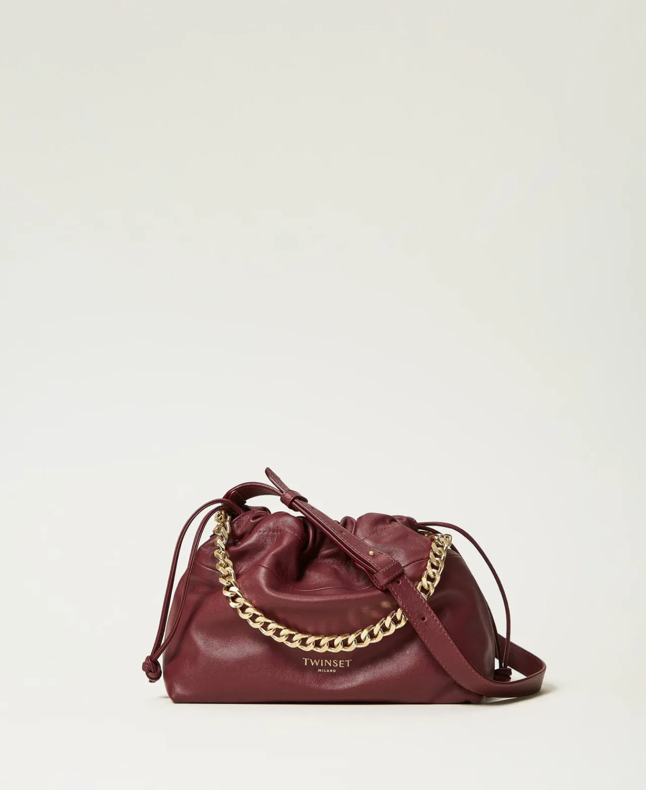 Sacs Porté Épaule | Sacs À Bandoulière*TWINSET Milano Sac à Bandoulière En Cuir Avec Cordon De Serrage Bordeaux