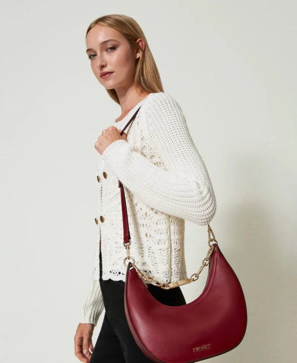 Besaces | Sacs Porté Épaule*TWINSET Milano Sac à Bandoulière «Miss Twinset» Avec Chaîne Siglée Rouge Myrte