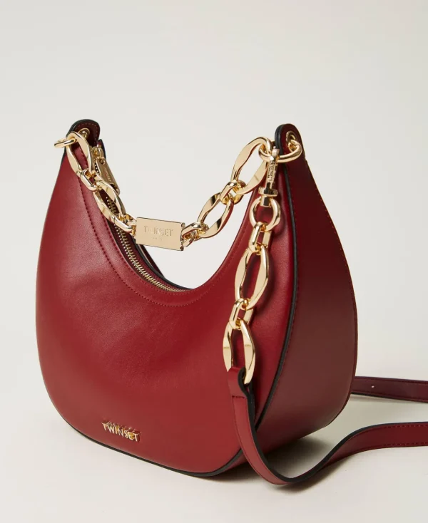 Besaces | Sacs Porté Épaule*TWINSET Milano Sac à Bandoulière «Miss Twinset» Avec Chaîne Siglée Rouge Myrte