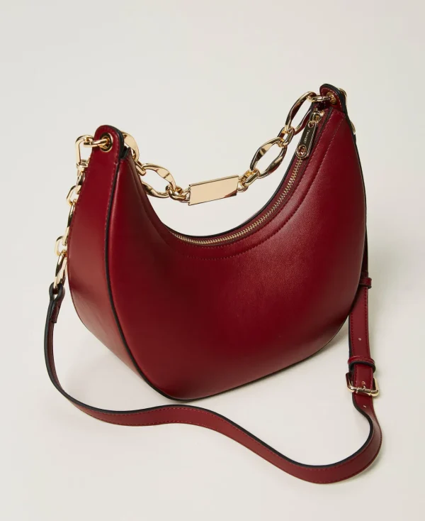 Besaces | Sacs Porté Épaule*TWINSET Milano Sac à Bandoulière «Miss Twinset» Avec Chaîne Siglée Rouge Myrte