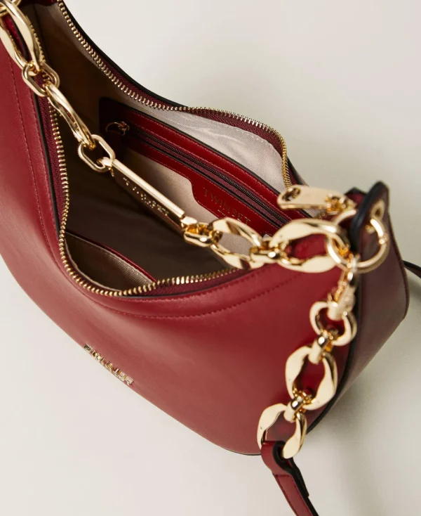Besaces | Sacs Porté Épaule*TWINSET Milano Sac à Bandoulière «Miss Twinset» Avec Chaîne Siglée Rouge Myrte