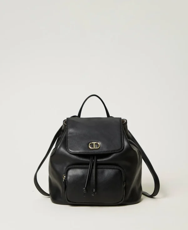 sac__dos_avec_poche_et_ov_0.webp Accessoires*TWINSET Milano Sac à Dos Avec Poche Et Oval T Noir